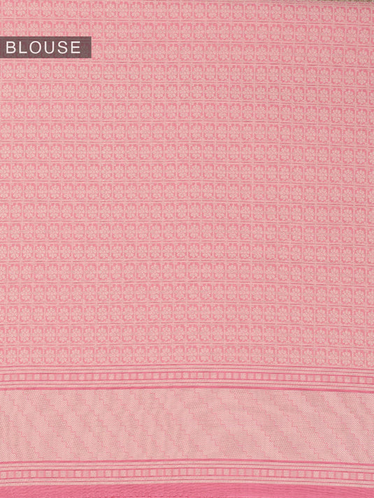 Pink Resham Weave Mulmul Cotton Saree