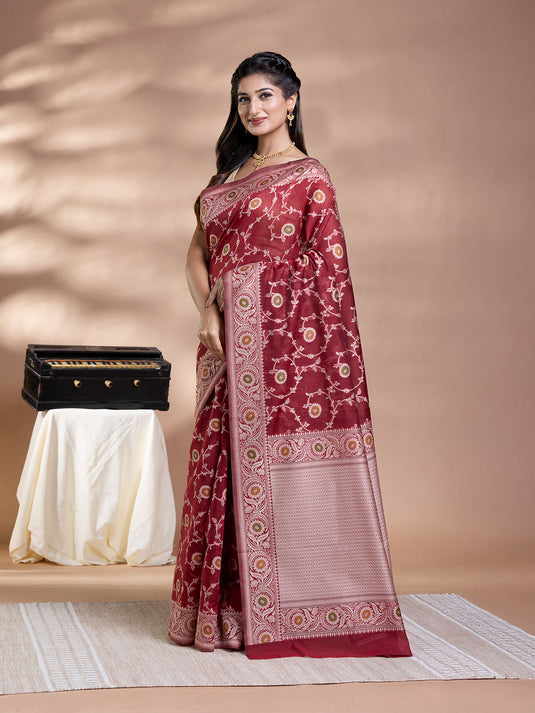 Brown Resham Weave Banarasi Cotton Saree