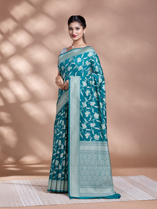 Green Resham Weave Banarasi Cotton Saree