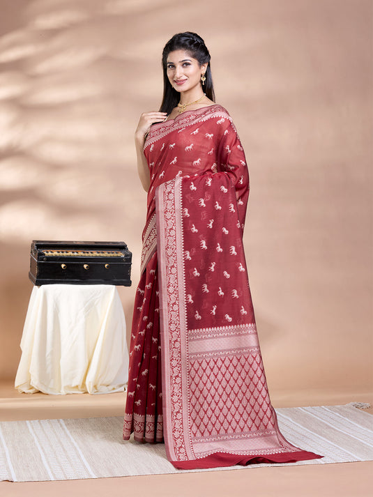 Brown Banarasi Cotton Saree
