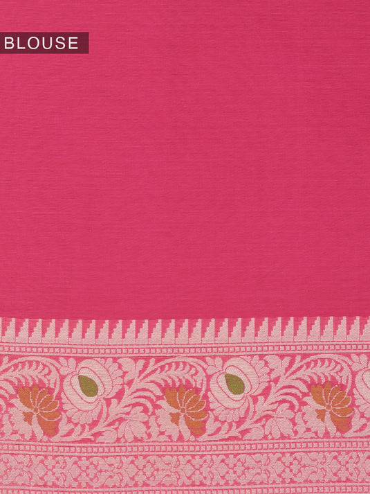 Rani Pink Resham Weave Mulmul Cotton Saree