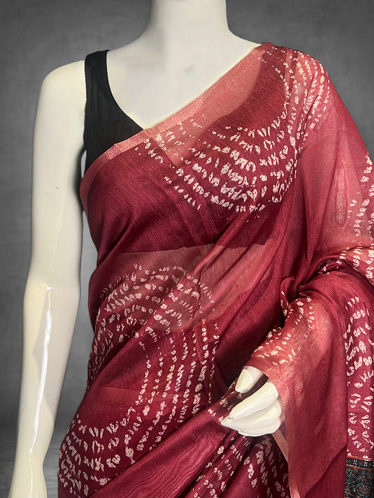 Red Cotton Printed Saree