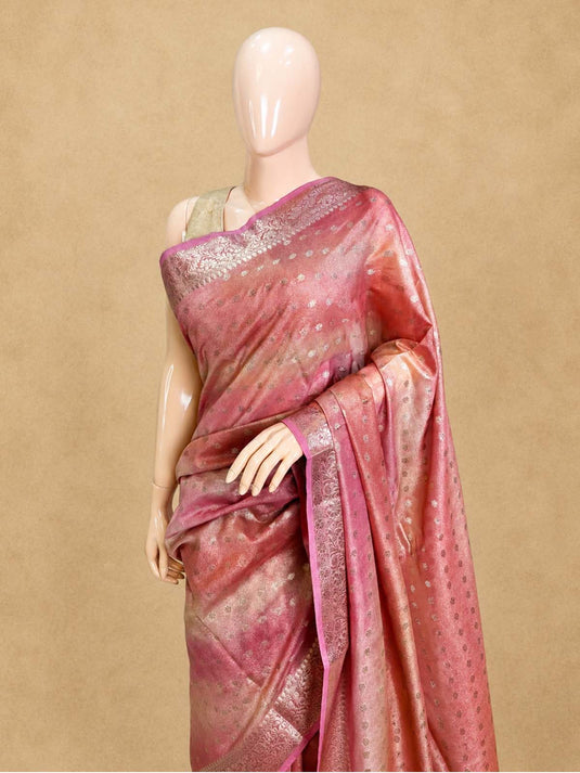 Pink Tissue Silk Zari Woven Saree