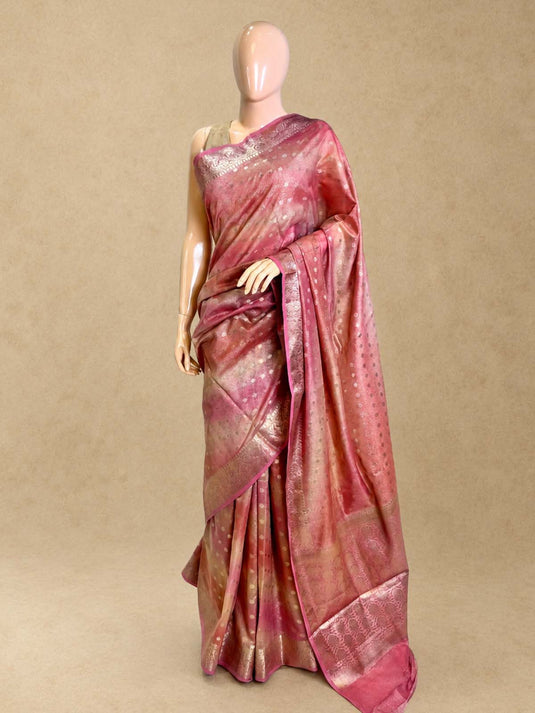 Pink Tissue Silk Zari Woven Saree