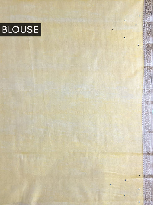 Yellow Supernet Cotton Embroidered Saree