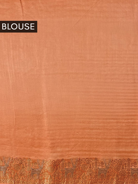 Peach Satin Silk Zari Woven Saree