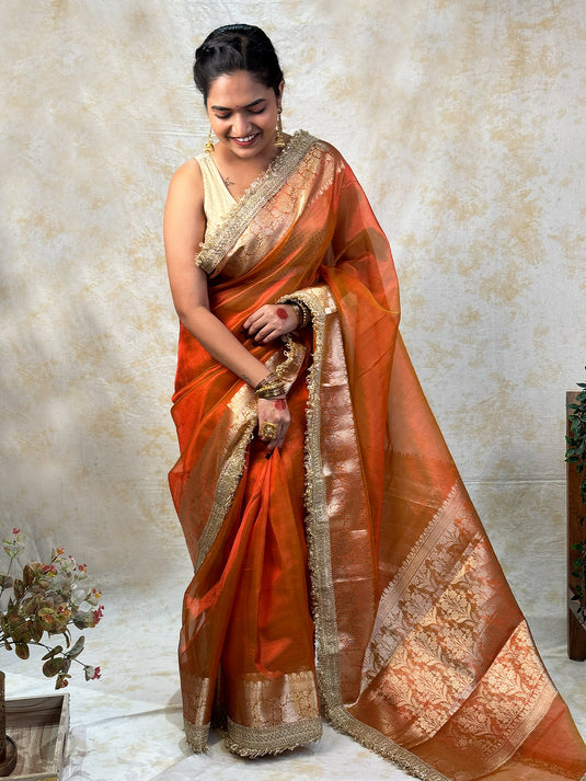 Yellow tissue saree