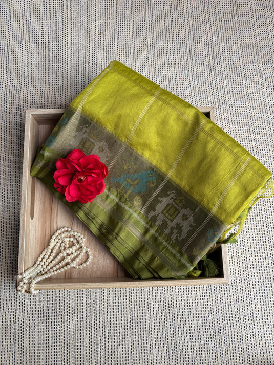 Green Tussar Silk Saree