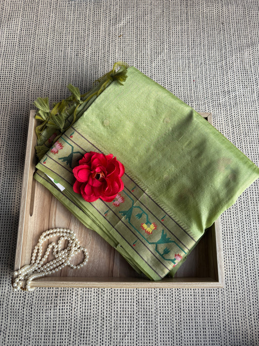 Green Tussar Silk Resham Weaving Saree