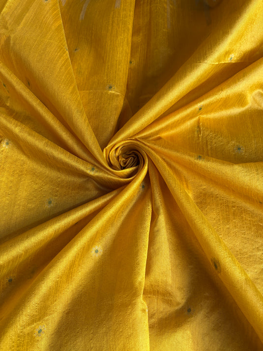 Yellow Tussar Silk Reham Weaving Saree