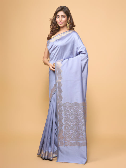 Women's Blue Zari Woven Banarasi Silk Saree