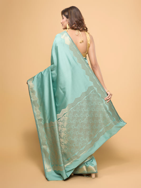Women's Green Zari Woven Banarasi Silk Saree