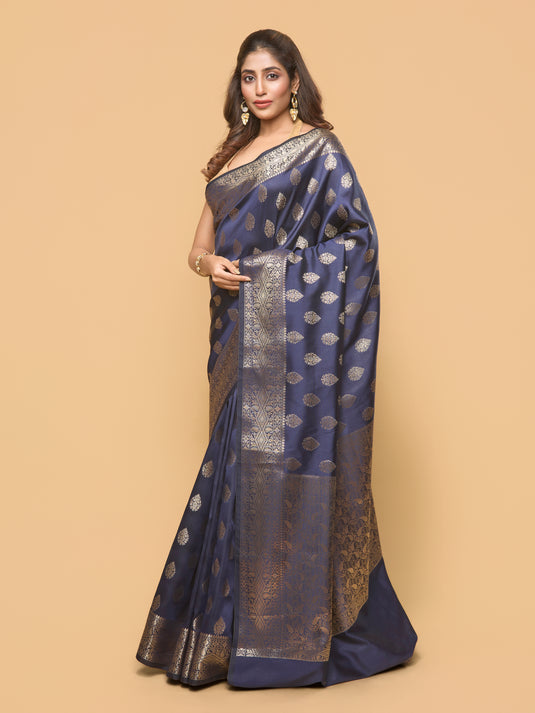 Blue Zari Woven Banarasi Silk Saree