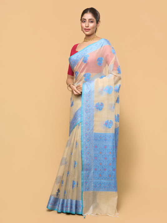 Women's Blue Woven Kota Silk Saree
