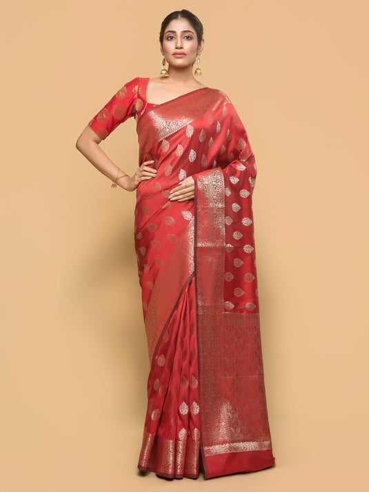 Red Zari Woven Banarasi Silk Saree