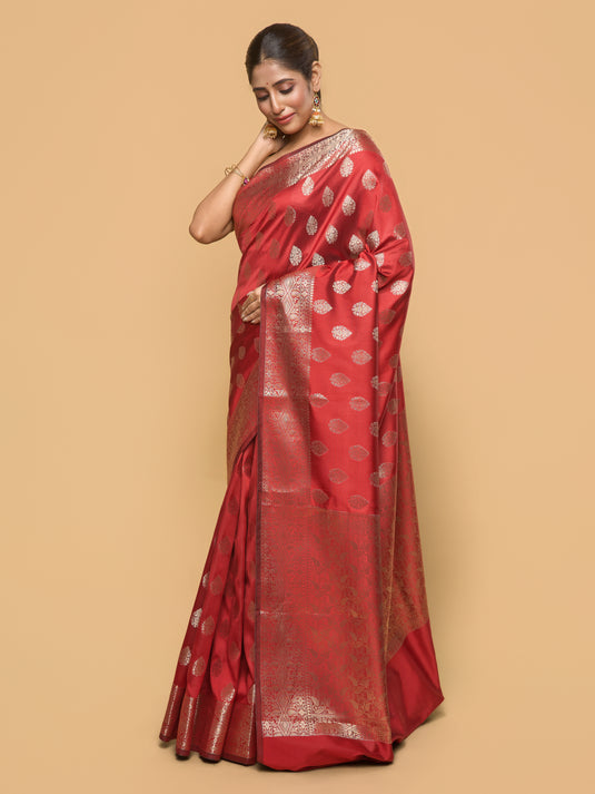 Red Zari Woven Banarasi Silk Saree