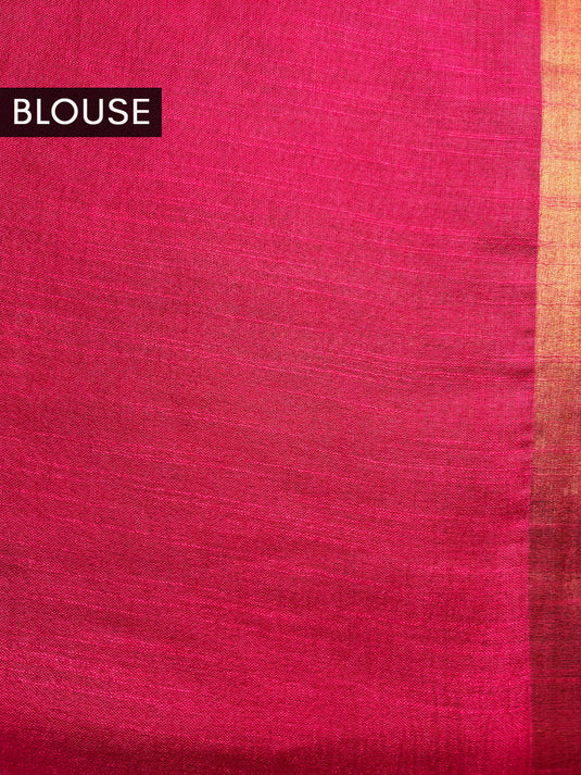 Hot Pink Cotton Zari Woven Saree