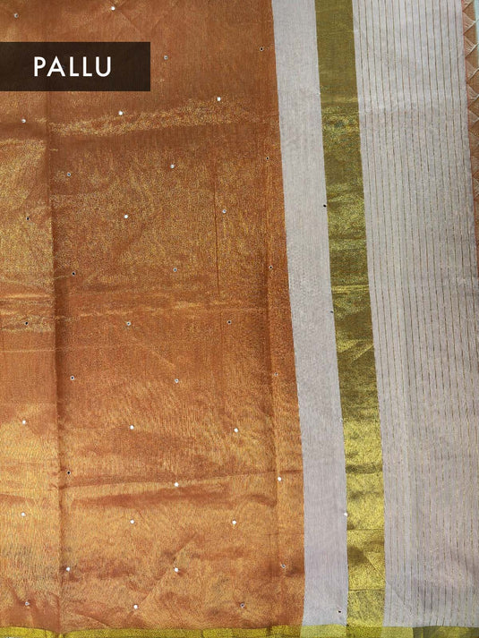 White Chanderi Mirror Work Saree