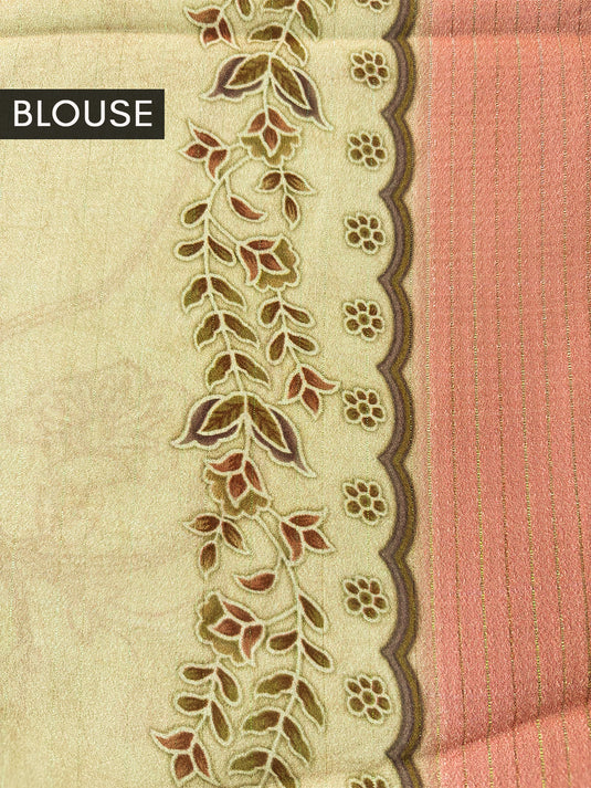 Green Crepe Geogette Printed Saree