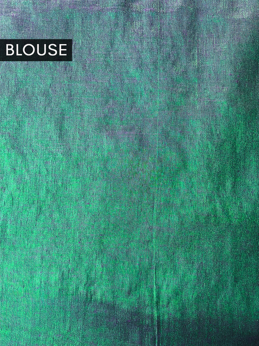 Green Cotton Tissue Plain Saree