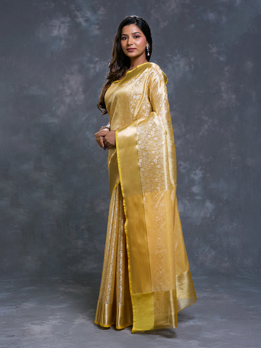 Yellow Tissue Tanchui Saree