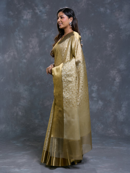 Gold Tissue Zari Brocade Saree