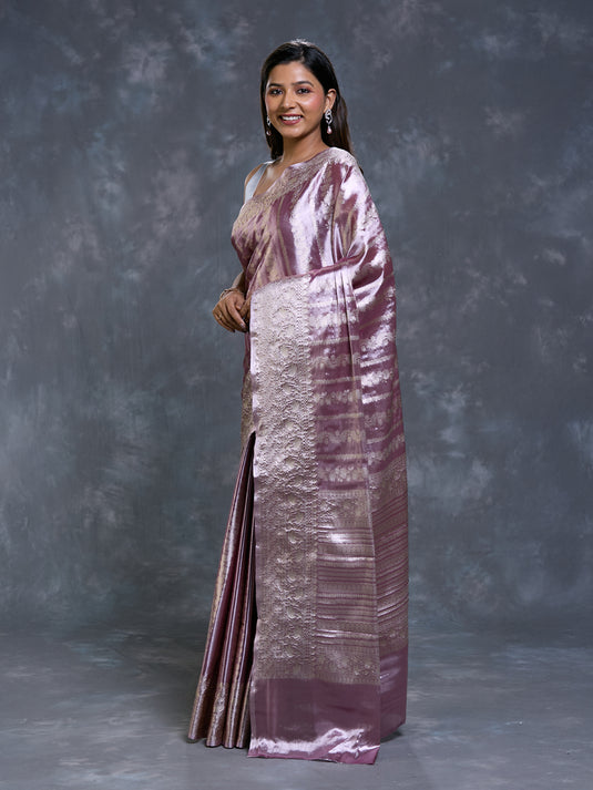 Lavendar Tissue Zari Woven Saree