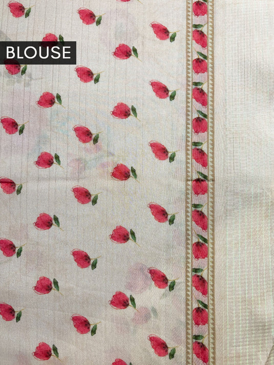 Beige Crepe Geogette Printed Saree