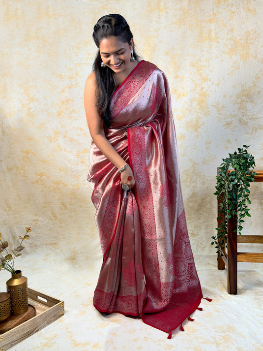 Red Crepe Silk Brocade Saree