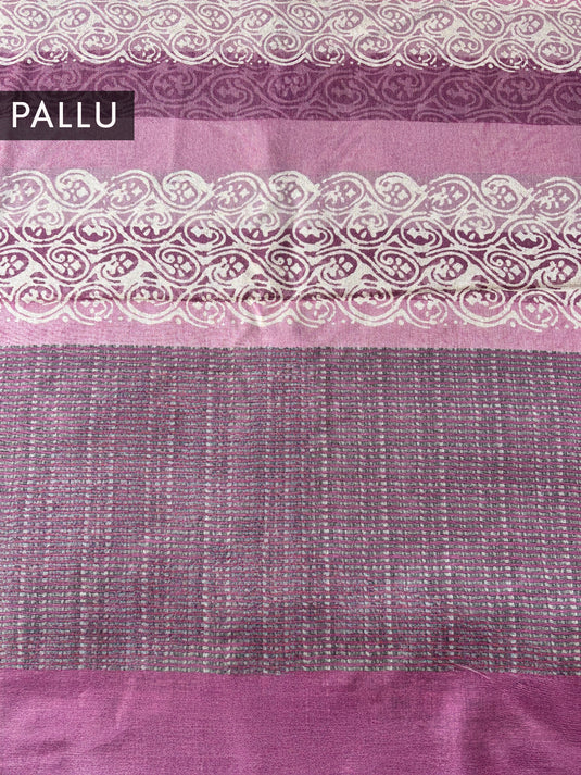 Purple Tussar Printed Saree