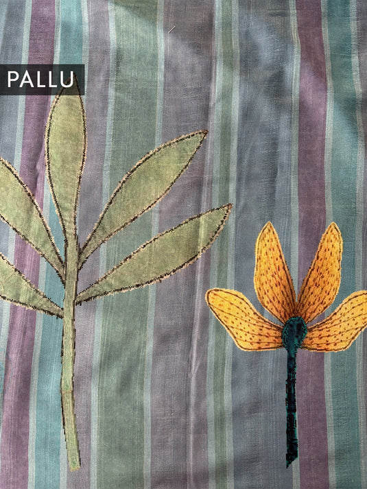 Blue Tussar Printed Saree