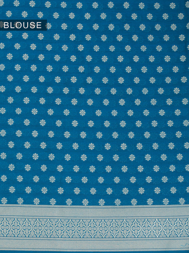 Blue Resham Weave Mulmul Cotton Saree