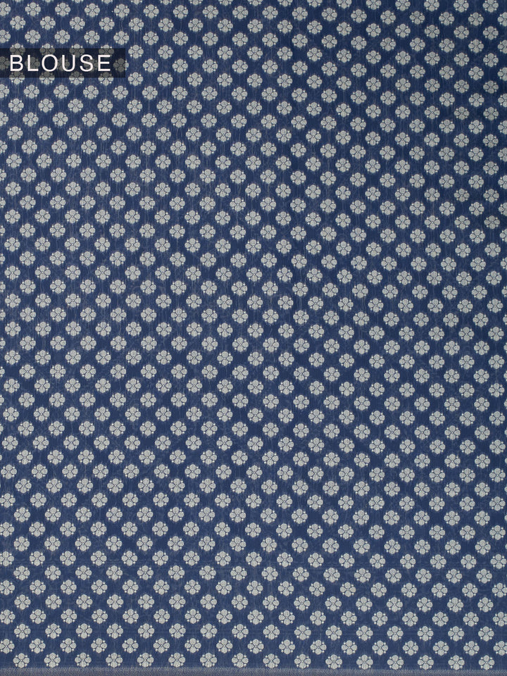 Blue Resham Weave Mulmul Cotton Saree