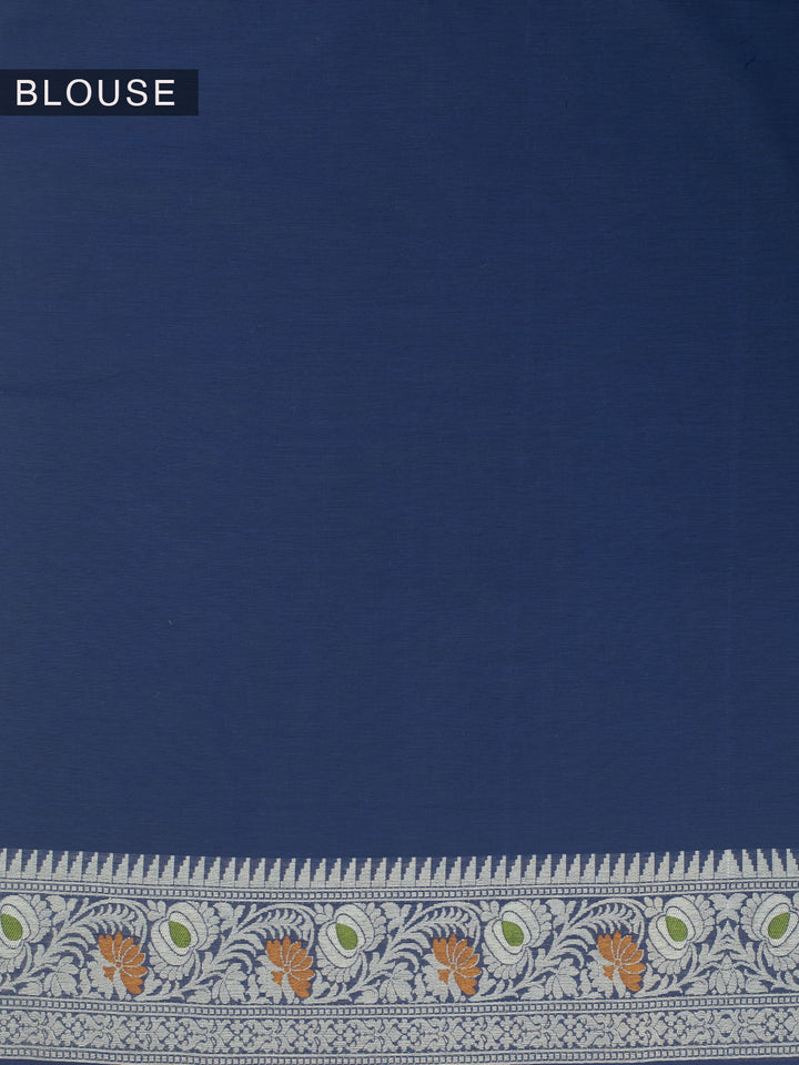 Blue Resham Weave Mulmul Cotton Saree
