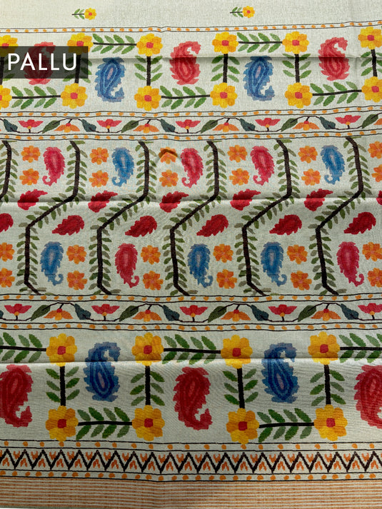 Green Tussar Printed Saree