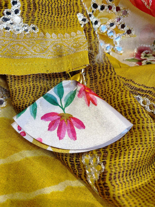 Yellow Dola Silk Patchwork Saree
