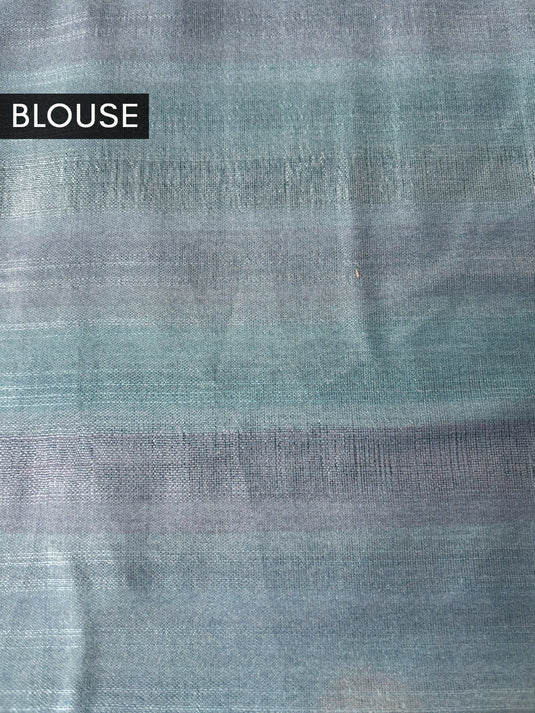 Blue Tussar Printed Saree