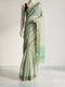 Green Linen Printed Saree