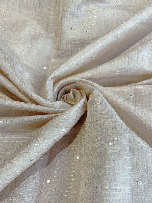 Beige Linen Tissue Thread Work Saree