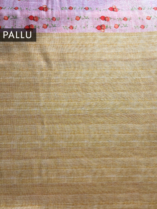 Pink Cotton Printed Saree