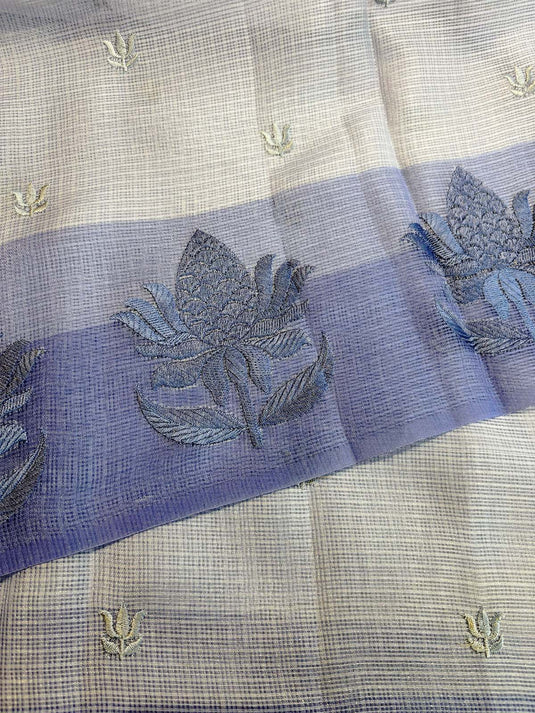 Purple Kota Silk Thread Work Saree