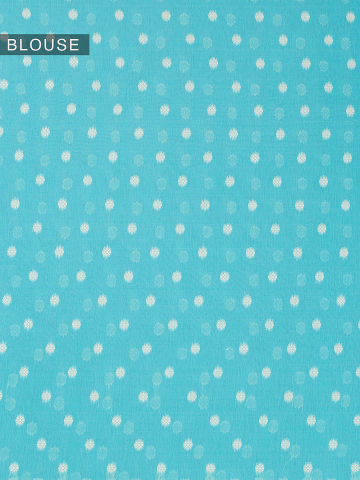 Blue Resham Weave Mulmul Cotton Saree