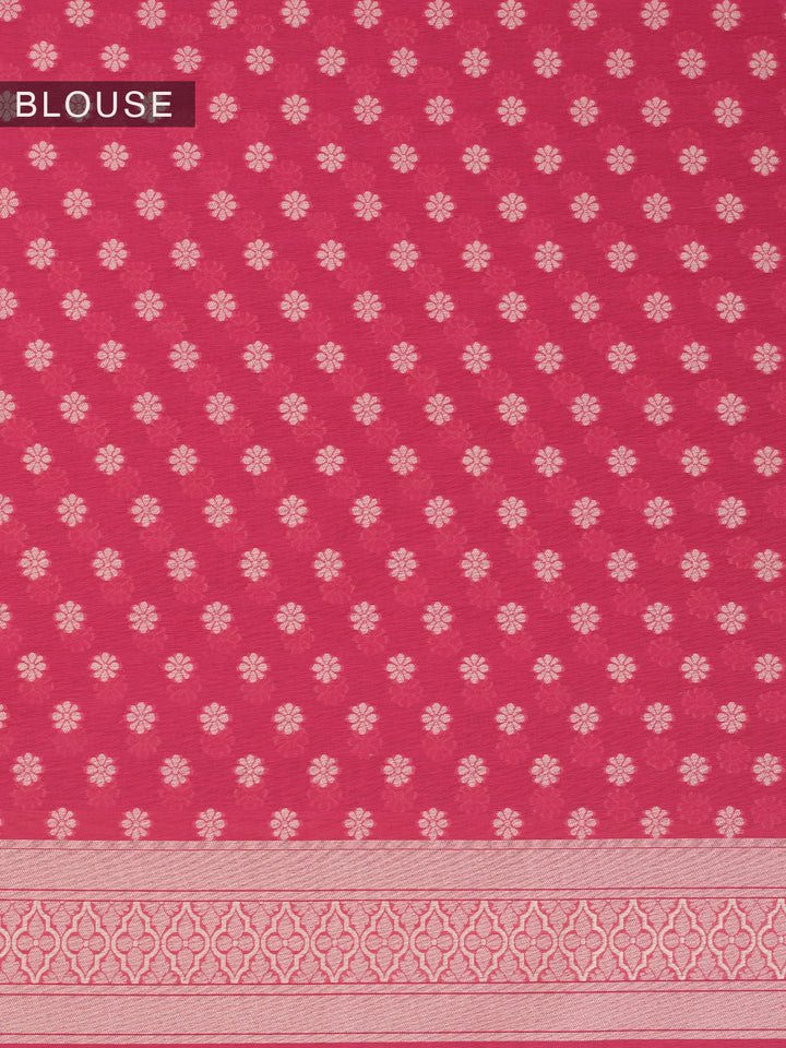 Rani Pink Resham Weave Mulmul Cotton Saree