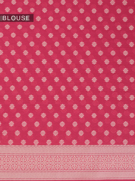 Rani Pink Resham Weave Banarasi Cotton Saree