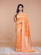 Orange Resham Weave Banarasi Cotton Saree