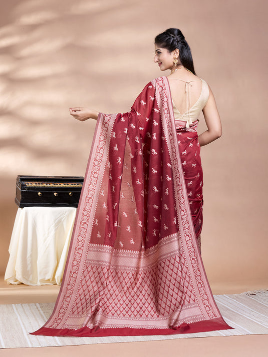 Brown Banarasi Cotton Saree