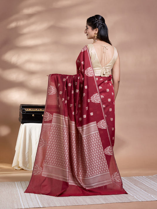 Brown Resham Weave Banarasi Cotton Saree