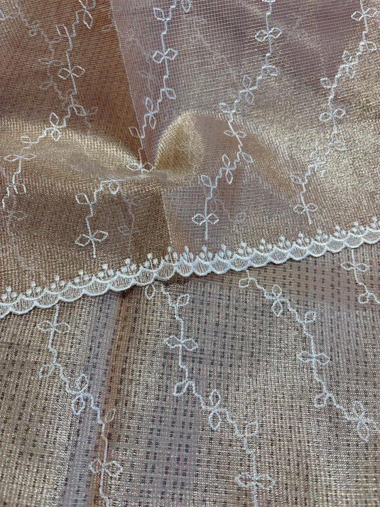 Rose Gold Kota Tissue Saree