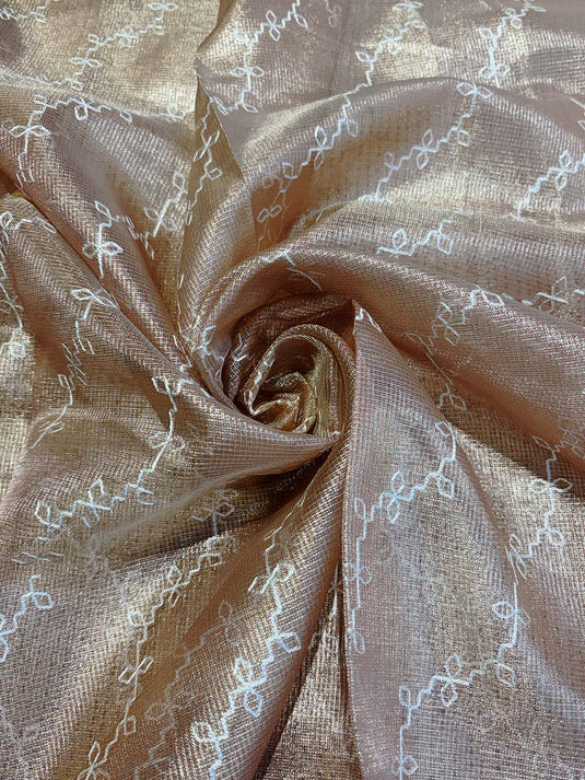 Rose Gold Kota Tissue Saree