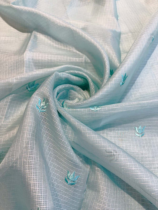 Blue Kota Silk Thread Work Saree